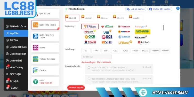 Qua chuyển khoản ngân hàng